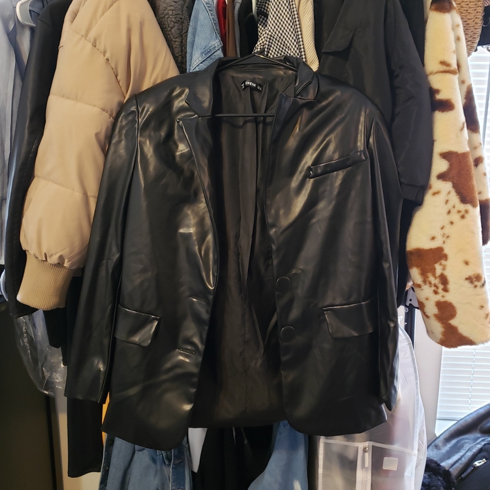 Black leather blazer
